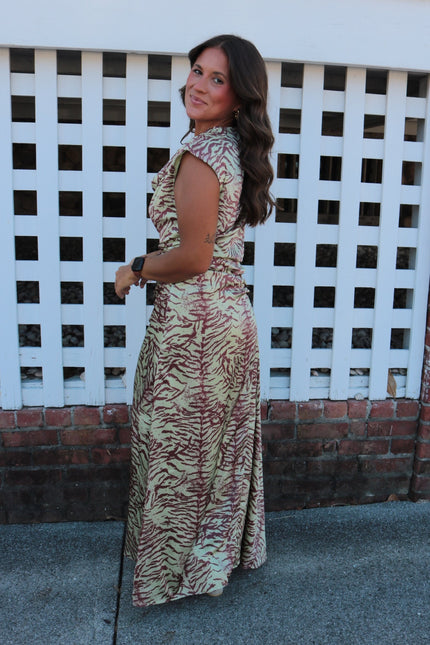 Satin Zebra Maxi Dress