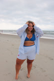 Light Blue & White Striped Lobster Shorts