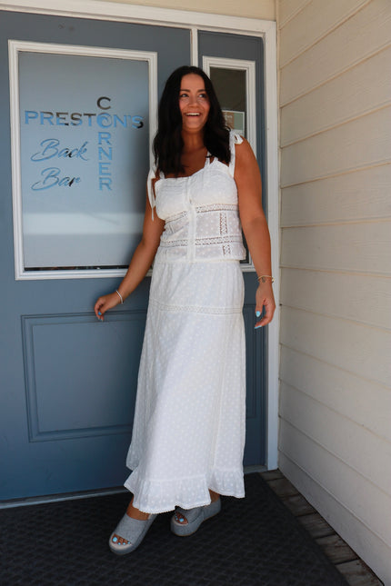 White Eyelet Maxi Skirt