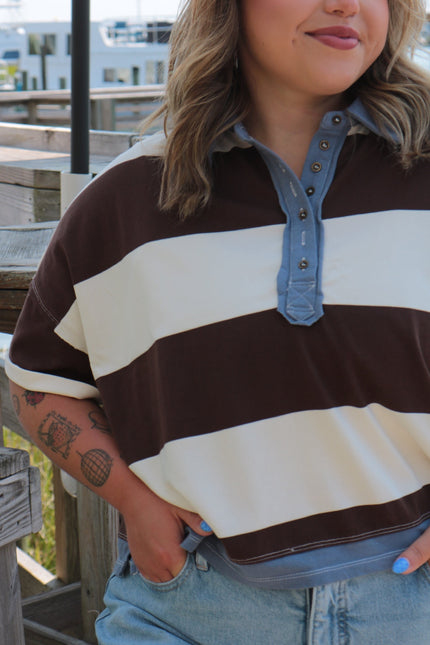 Coco/Cream Striped Polo