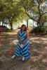 Blue Striped Halter Maxi Dress