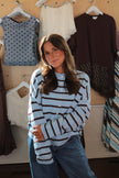 Brown & Blue Stripped Cardigan