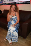 Blue Florals Scalloped Maxi Dress