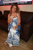 Blue Florals Scalloped Maxi Dress