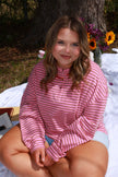 Pink/Brown Striped Oversized Long Sleeve