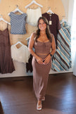 Brown Mini Polka Dot Maxi Skirt