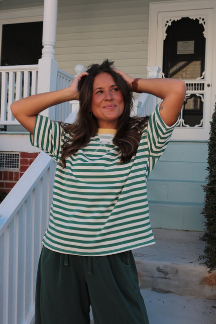 Hunter Green Striped Tee