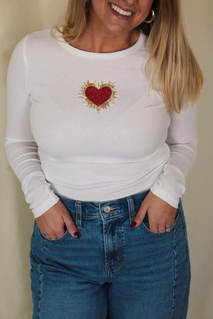 Phoenix Beaded Long-sleeve Top