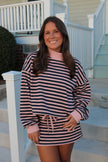 Navy/Pink Striped Mockneck