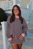 Navy/Pink Striped Mockneck