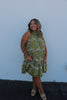 Olive Embroidered Halter Mini Dress
