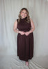 Chocolate Brown Cinched Midi Dress