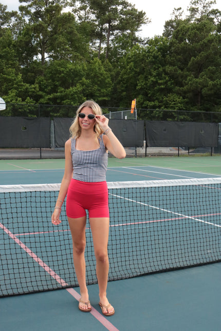 Red Shortie Biker Shorts