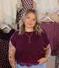 Burgundy Lace Sweater Top