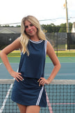 Navy High Neck Athletic Tank