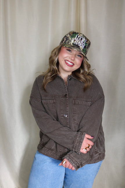 Coffee Oversized Denim Jacket