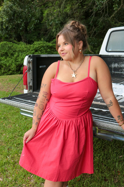 Red Drop Waist Mini Dress