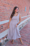 Brown gingham maxi dress