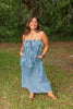 Light Blue & Navy Striped Maxi