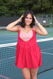 Red Gingham Swing Athletic Dress