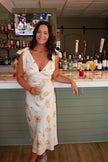 White Martini Print Maxi Dress