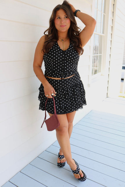 Black & White Polka Dot Mini Skirt