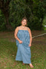 Light Blue & Navy Striped Maxi