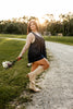 Dark Wash Pleated Denim Romper
