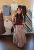 Brown & Striped Mixed Media Maxi Dress