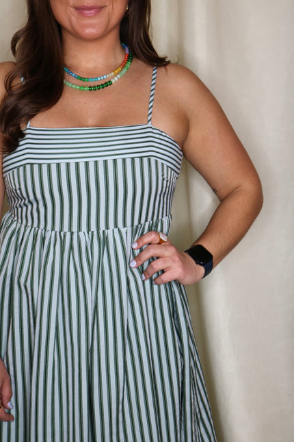 Green Striped Maxi Dress