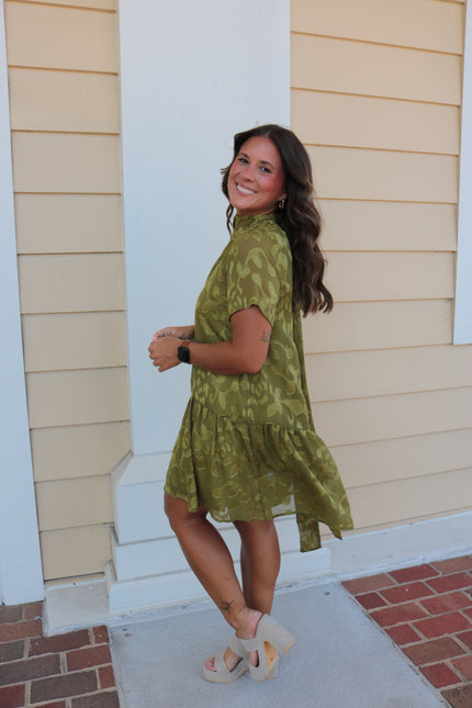 Olive Floral Mini Dress