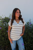 Cream/Brown Striped V Neck