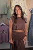 Mocha Bubble Cap Sleeve Tank