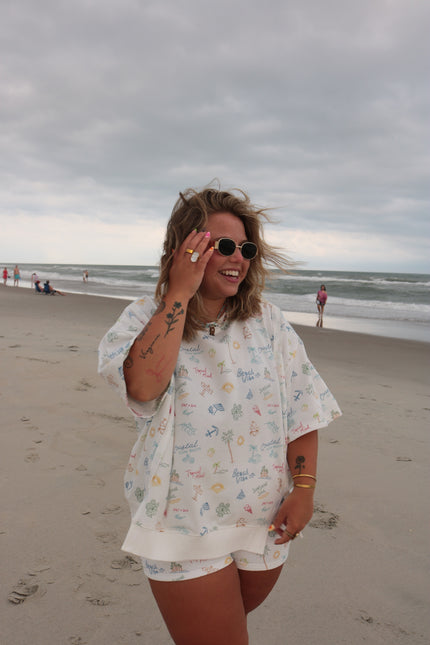Coastal Print Short Sleeve Sweatshirt