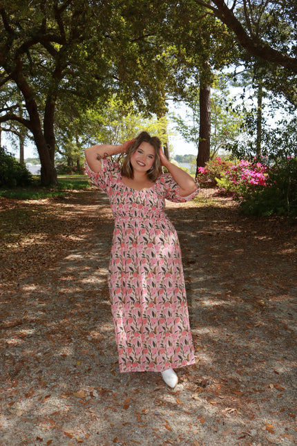 Peony Glow Maxi Dress