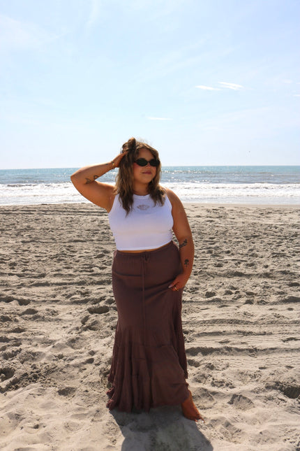 Brown Boho Maxi Skirt
