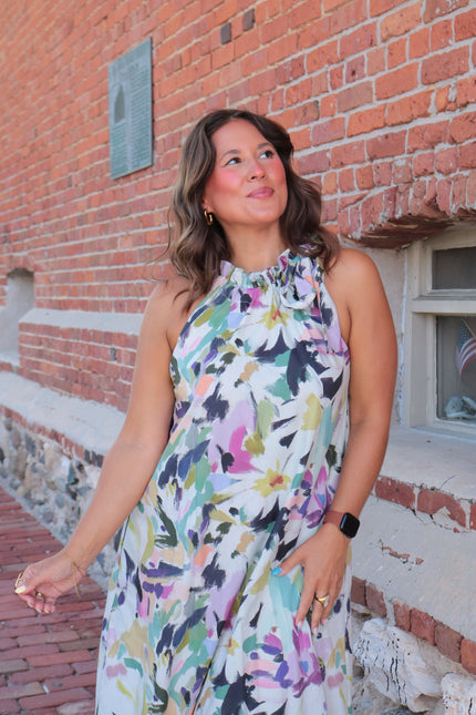Whimsy Florals Halter Maxi Dress