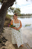 Green Floral Corset Maxi Dress