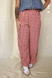 Red Gingham Flowy Pant