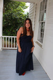 Strapless Navy Maxi Dress