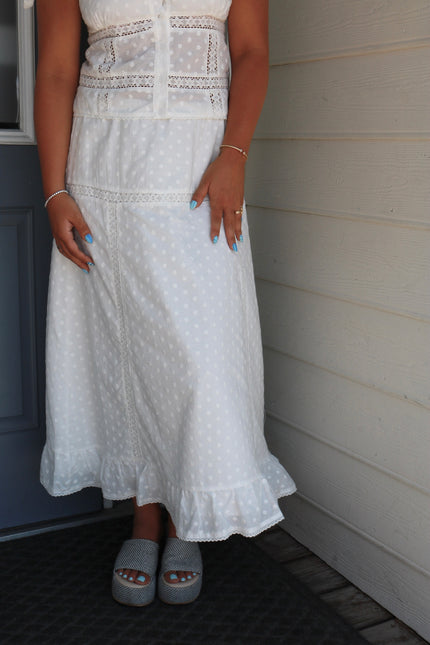 White Eyelet Maxi Skirt