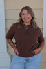 Dark Brown Knit V Neck