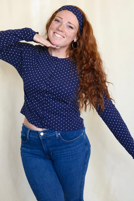 Navy Polka Dot Cardigan