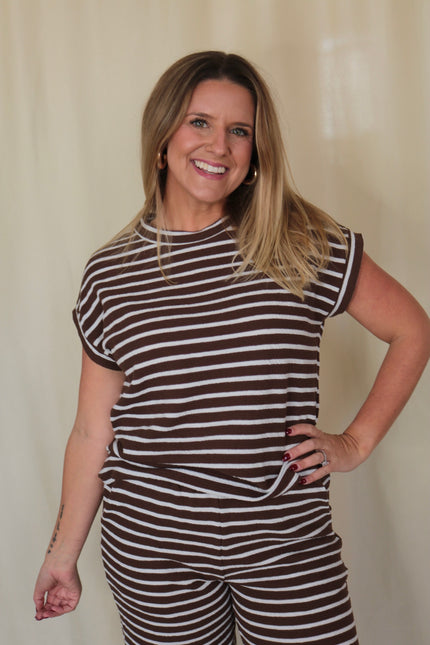 Chocolate Brown Striped Top