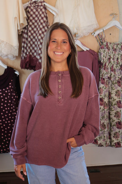 Burgundy Long Sleeve Henley