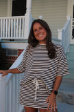 Brown & White Striped Tee