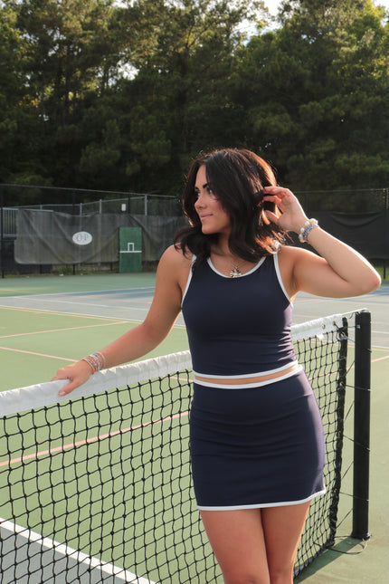 Navy Cropped Athletic Tank