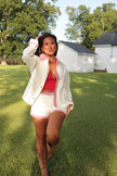 White & Red Gingham Shorts