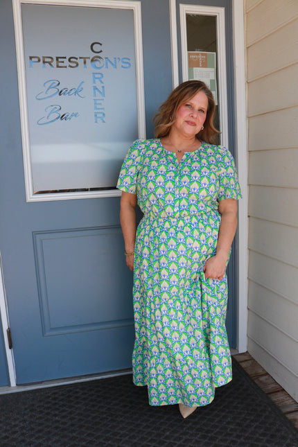 Hellenic Petals Maxi Dress