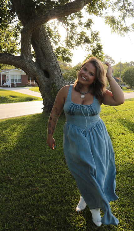 Denim Corset Maxi Dress